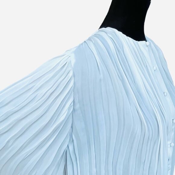 Alexis Fully Pleated Crepe Blouse Oversized Size Small White Long Sleeve Top - Picture 5 of 10
